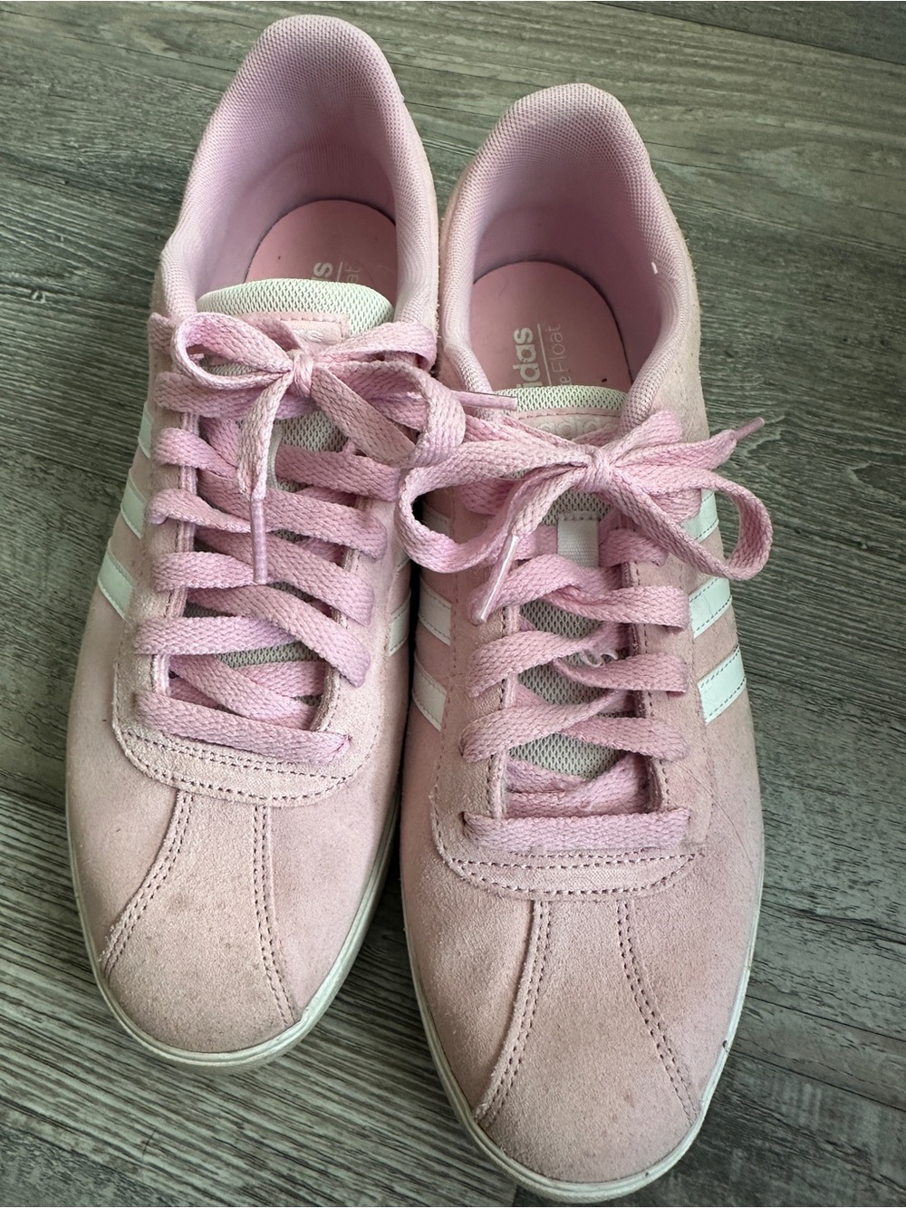 adidas Pink Suede Lace-Up Sneakers with White Stripes